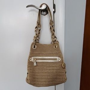 the Sak golden beige Boho style shoulder bag
